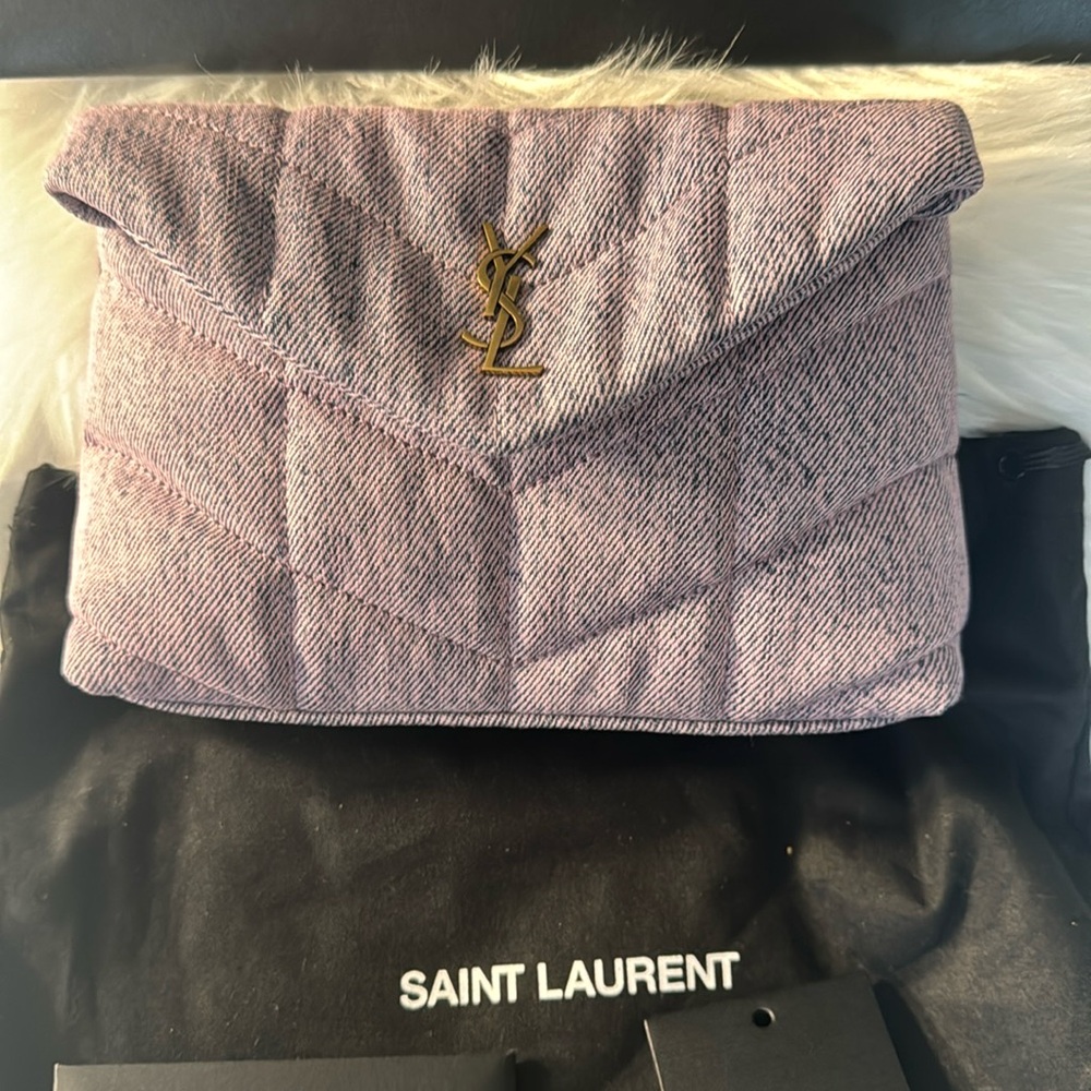 Brandnew YSL pouch puffy denim